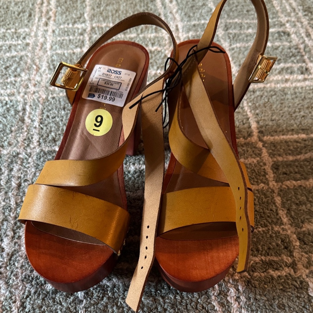 Madden Girl Mustard Yellow Platform Wedge Sandals